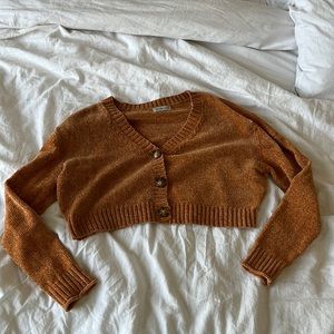URBAN OUTFITTERS Chenille Burnt Oranger Crop Sweater